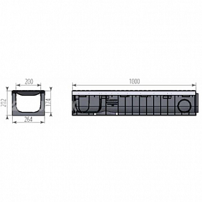 Лоток водоотводный пластиковый ЛВП PROFI DN200 H202 E600 комплект