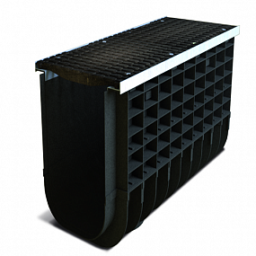 Лоток водоотводный пластиковый ЛВП PROFI DN300 в комплекте с решеткой DN300 C250 "Косичка"