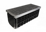 Лоток водоотводный пластиковый ЛВП PROFI DN300 в комплекте с решеткой DN300 E600 "Косичка"